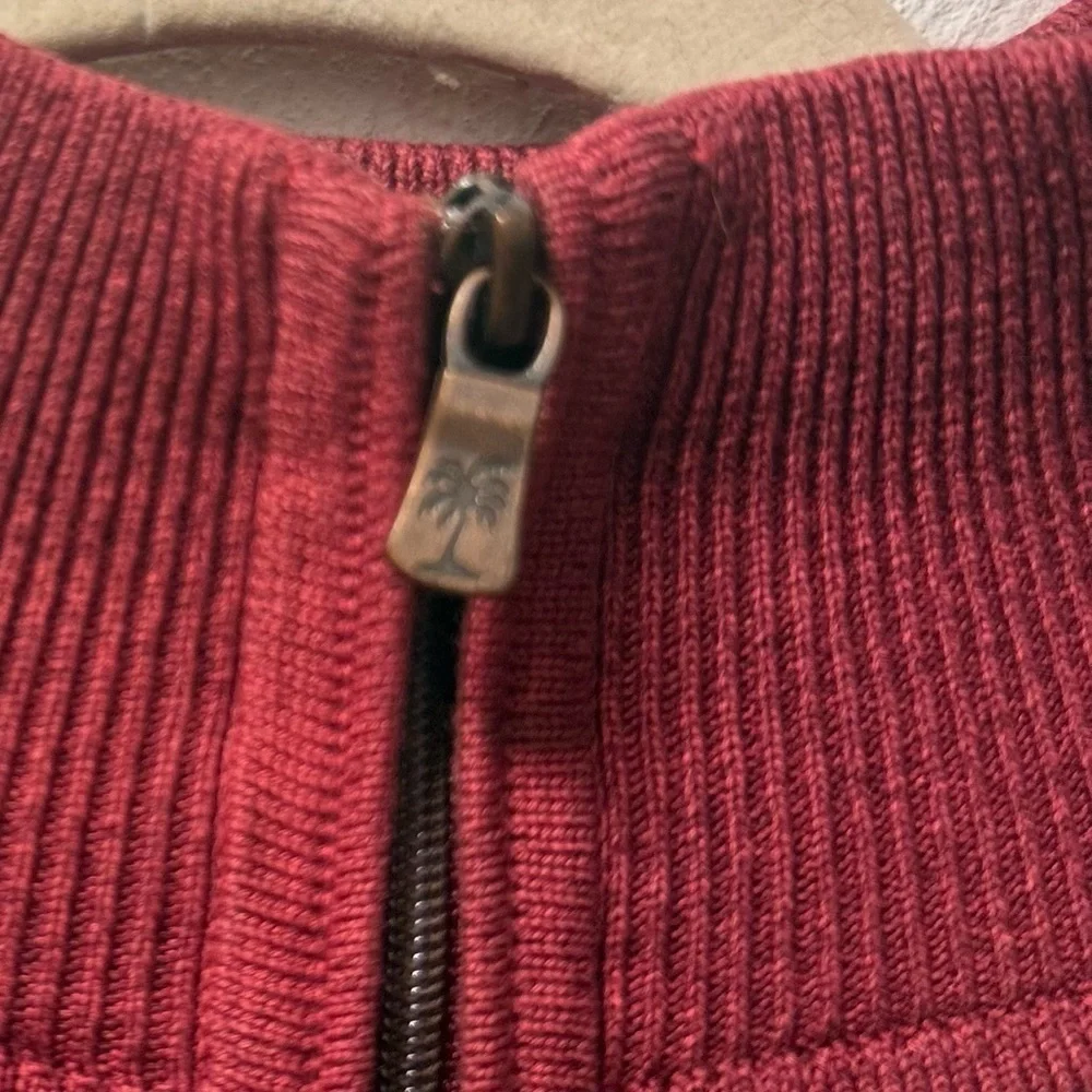 Tommy Bahama Silk Cotton Quarter Zip Sweater XL | Burgundy Red Lightweight Knit